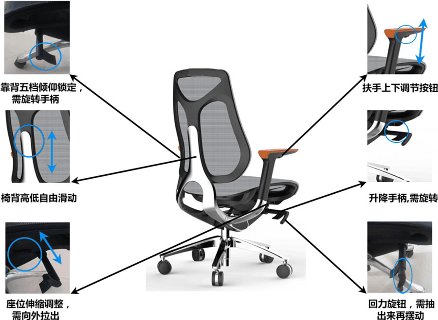 职员办公人体工学椅-GTOVE功能详情图