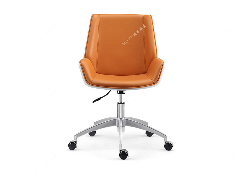 老板椅-MY3橙色牛皮中背椅展示图片
