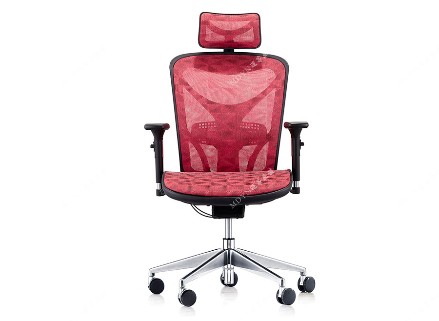 人体工程学椅子-MY11红色高背椅网布材质背面展示图片